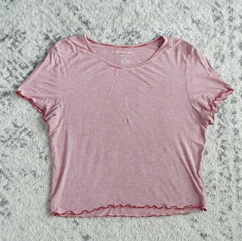 AEO Soft & Sexy Striped Lettuce Edge Tshirt